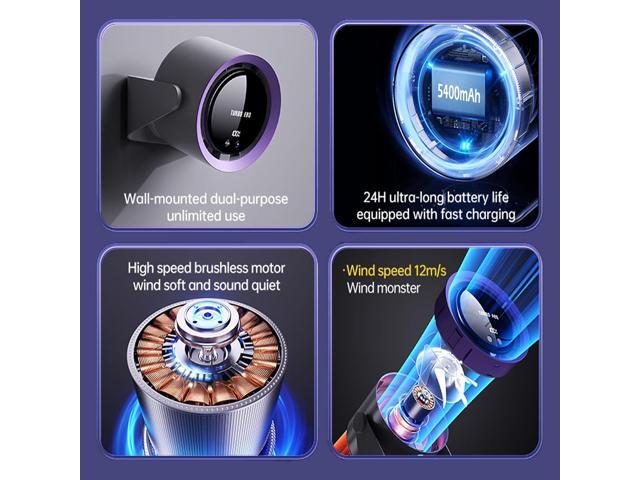 Desk Fan, USB Rechargeable Quiet Desktop Fan with 5400mAh Battery & LED Display, Adjustable Speed Control, 90° Tilt Head Hangable Table Fan for...