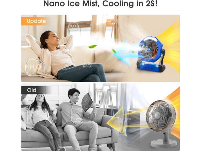 Ausic Portable Misting Fans for Outside, Outdoor Cooling Fan for Patios, 8 Inch Camping Battery Operated Rechargeable Fans, Spray Fan with Light &...