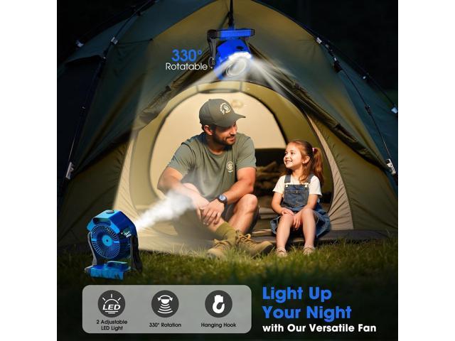 Ausic Portable Misting Fans for Outside, Outdoor Cooling Fan for Patios, 8 Inch Camping Battery Operated Rechargeable Fans, Spray Fan with Light &...