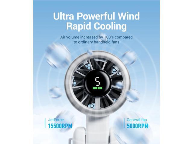 Diveblues Portable Handheld Turbo Fan, 5 Gear Wind, Battery Operated, Up to 12 Working Hours, 3 IN 1 Hand Fan with Air Turbo Tech Cooling Fan for...