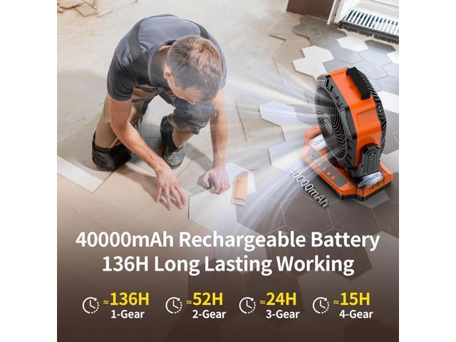 Socool 40000mAh Camping Fan Rechargeable, Battery Operated Portable Outdoor Fan Remote, 136Hrs & 4-Speed Cordless Oscillating, Table Fan with Light...