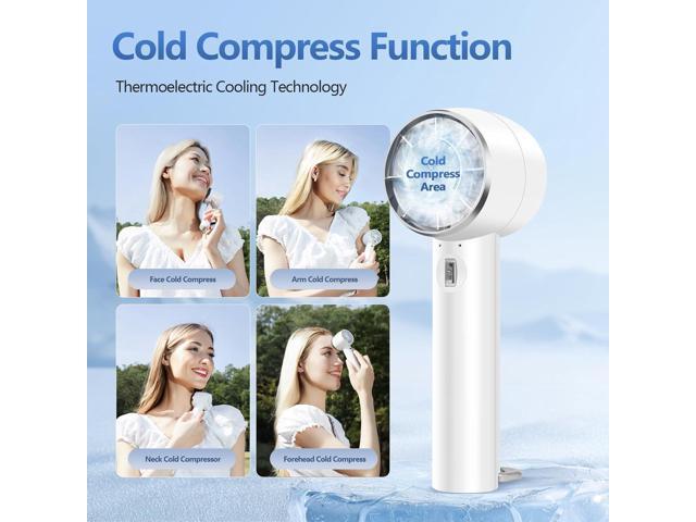 Handheld Portable Turbo Fan with Cold Compress, High-Speed 2 in 1 Hand Held & Desk Fan, 4200mAh Battery Rechargeable Mini Personal Travel Fan for...