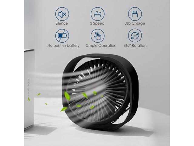 Simpeak Small USB Fan Small Quiet Portable USB Powered ONLY (No Battery), Cooling 3 Speed Setting 360° Adjustable Swivel Desktop Personal Fan for...