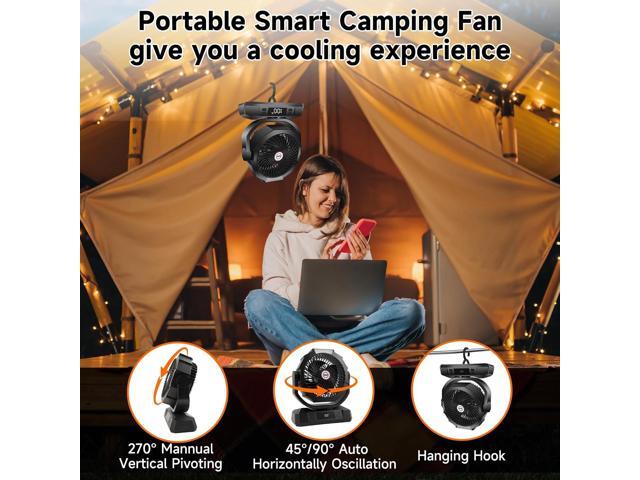 Camping Fan with LED Lantern,40000mAh Rechargeable Battery Operated Portable Personal Fan with Remote, 6 Speeds/Timer/Auto Oscillation/Digital...
