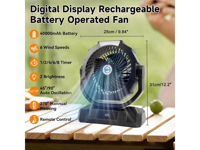 Camping Fan with LED Lantern,40000mAh Rechargeable Battery Operated Portable Personal Fan with Remote, 6 Speeds/Timer/Auto Oscillation/Digital...