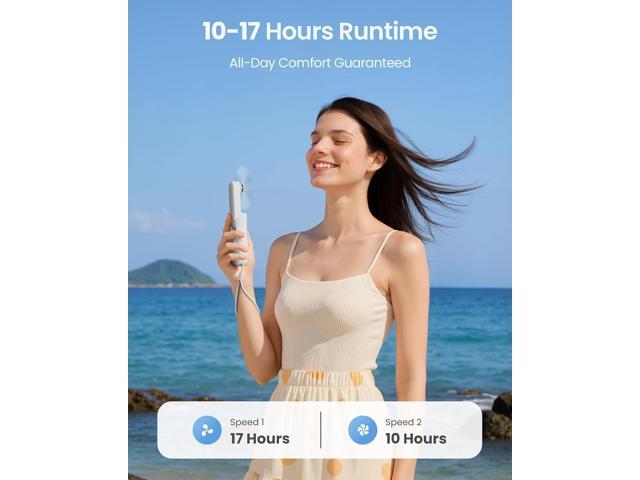 GAIATOP Portable Handheld Fan, 3 IN 1 Mini Foldable Travel Fans [17H Max Cooling Time] with Power Bank, Pocket Design USB Rechargeable for Travel...