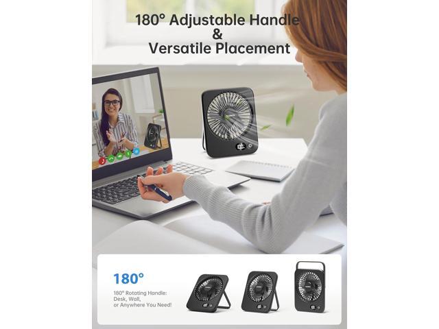 Desk Fan Rechargeable, Portable Battery Desk Fan for Office Bedroom Bedside, Ultra Silent Table Fan with Strong Airflow, Tilt Folding Fan for...