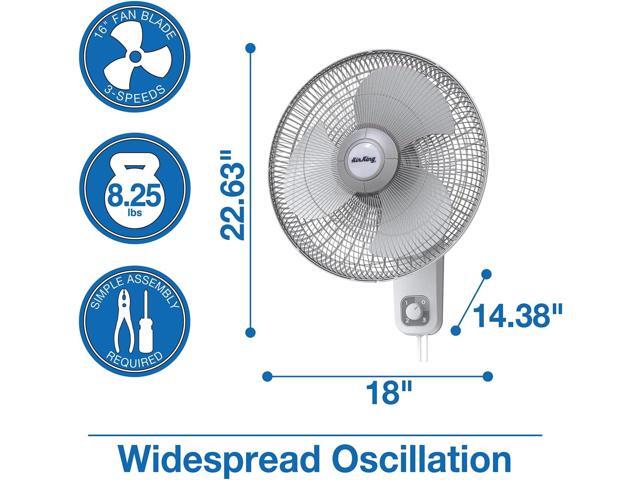 Air King 9016 Commercial Grade Oscillating Wall Mount Fan, 16-Inch
