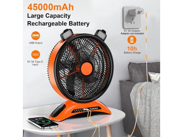 45000mAh Battery Capacity Camping Fan, 12-inch Extra Large Blade and 830CFM Super Airflow, Rechargeable Portable, Cordless Fan Outdoor for BBQ, RV...