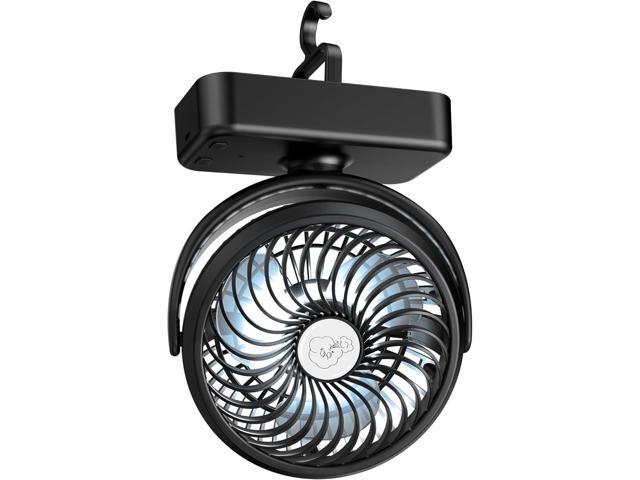 Portable Camping Fan, Small Tent Fan with Hanging Hook, 40 Working Hours Rechargeable USB Battery Fan with LED Lights for Desk, Bedroom, Travel &...