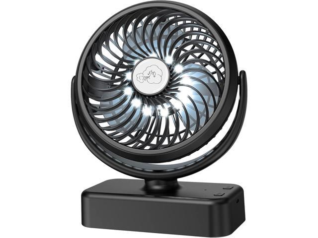 Portable Camping Fan, Small Tent Fan with Hanging Hook, 40 Working Hours Rechargeable USB Battery Fan with LED Lights for Desk, Bedroom, Travel &...