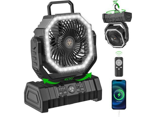Rechargeable Camping Fan with LED Lantern, 20000mAh Auto-Oscillating Battery Operated Desk Fan with Remote & Hook, 8 Portable Fan for Picnic Fishing...