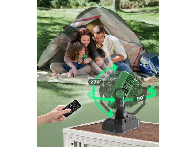 20000mAh Portable Camping Fan with Lights, Rechargeable Battery Operated Fan, Battery Powered Outdoor Beach Tent with 3 Speeds & Hook, Personal USB...