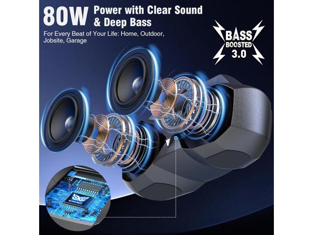KMAG Bluetooth Speaker Wireless, 80W Loud Speaker with Deeper Bass, IPX7 Waterproof, 20H Playtime, Cool Lights, TWS, Portable Speaker for Home,...