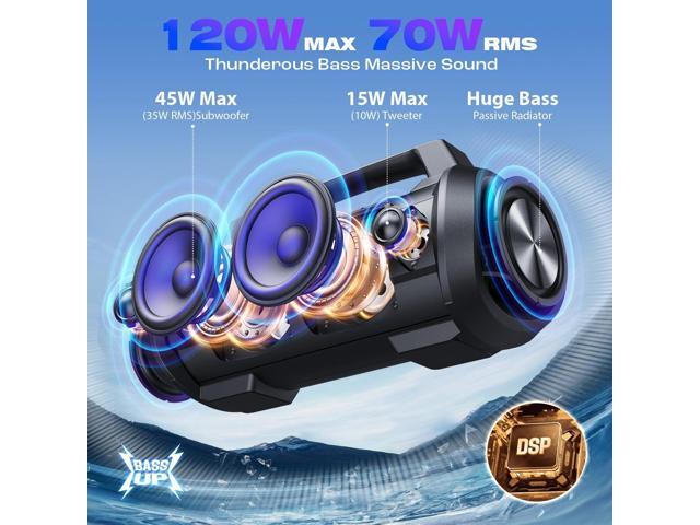 W-KING Portable Speakers Bluetooth Wireless, 120W Max Loudest Bluetooth Speaker, IPX6 Waterproof Outdoor Speaker with 70W Deep...