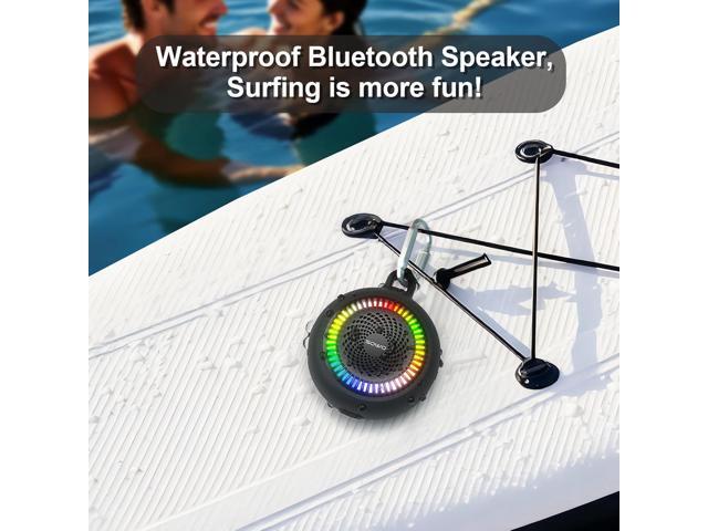 SOWO Shower Speaker Bluetooth Waterproof Small Portable Wireless Bluetooth Speaker with Clip Powerful Bass and Louder Volume Colorful Lights...