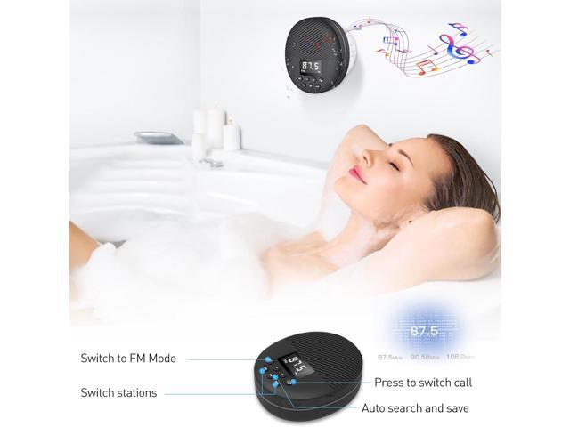 Shower Radio Speaker with Bluetooth 5.0, AGPTEK Waterproof Wireless Bathroom FM with Suction Cup 12H Long Playback Time, Lanyard, LCD Screen...