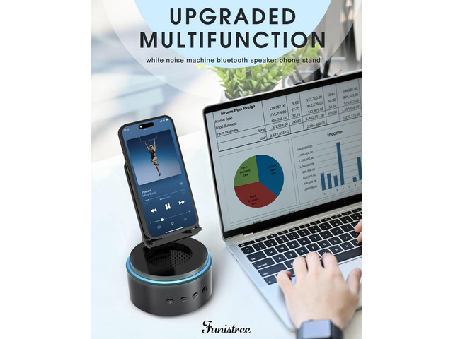 Men Him Husband Dad Gifts from Daughter Son Wife, Cell Phone Stand with Wireless Bluetooth Speaker, Tech Gadget Adjustable Detachable White Noise...