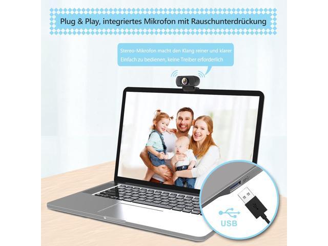 ToLuLu 1080P Webcam with Microphone, HD Webcam Web Camera with Tripod Stand, Widescreen USB Computer Camera, Streaming Mic Web cam for Online...