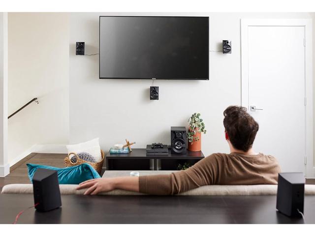 Goldwood Bluetooth 5.1 Surround Sound Home Theater Speaker System with LED Display, FM Tuner, USB/SD Inputs - 6-Piece Set with Remote Control, Black