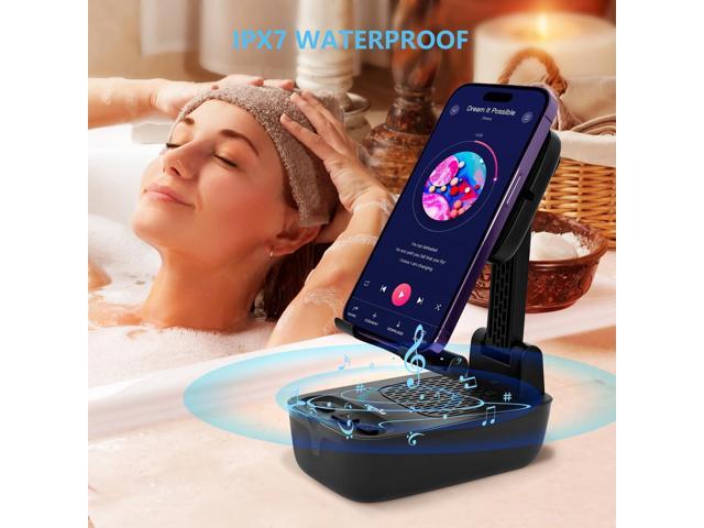 comiso Birthday Gifts for Men Women, IPX7 Waterproof Cell Phone Stand with Speaker, Phone Holder Bluetooth Speaker with HD Stereo Sound &...