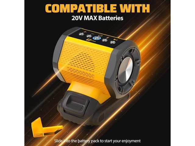 Bluetooth Speaker Fit for DeWALT 20v Max Battery with USB-A/C Charging for Jobsite Camping & Parties(Battery not Included)