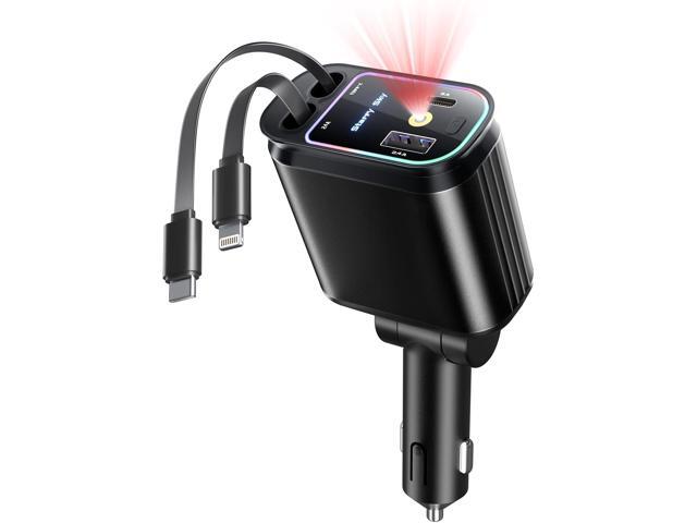 Starlight Retractable Car Charger with Retractable Cables, Starlight in Car Roof 4 in 1 Super Fast Car Phone Charger, 2 USB Ports Starry Sky...