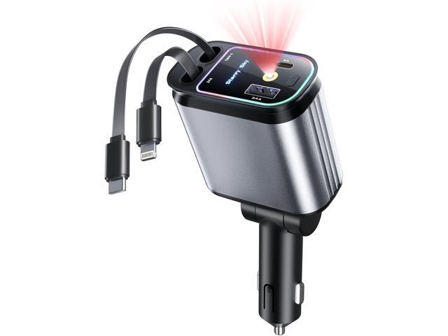 Starlight Retractable Car Charger with Retractable Cables, Starlight in Car Roof 4 in 1 Super Fast Car Phone Charger, 2 USB Ports Starry Sky...