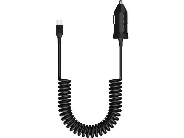 Scosche CPDC203 PowerVolt 20-Watt USB Type-C Power Delivery 3.0 Fast Car Charger with Attached 3-Foot Adjustable Coiled Cable for All USB-C Devices