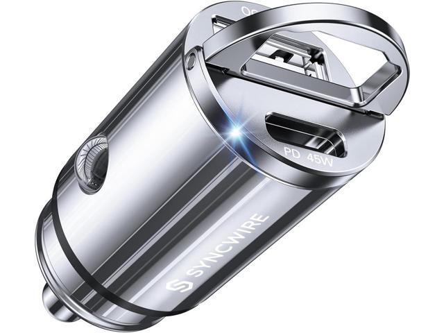 USB C Car Charger Syncwire 90W [PD 45W & QC 45W] USB Car Charger Adapter Fast Charging [Super Mini & All Metal] Compatible with iPhone 15/14 Pro...