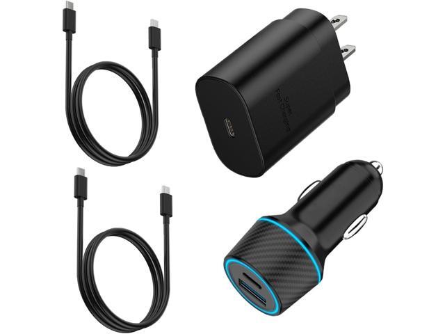 25W Super Fast Charger Type C Wall/Car Charger Combo Kit for Samsung Galaxy S25 S24 S23 S22 S21 Ultra Plus A53 A52 A14 A15 A25 A42 A32 Xcover 7 6...