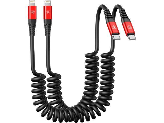 KIYODA USB C to Lightning Cable 6FT 2Pack, Coiled iPhone Charger USB C Fast Charging for Car Short iPhone Cord for iPhone14/13/12/11 Pro...
