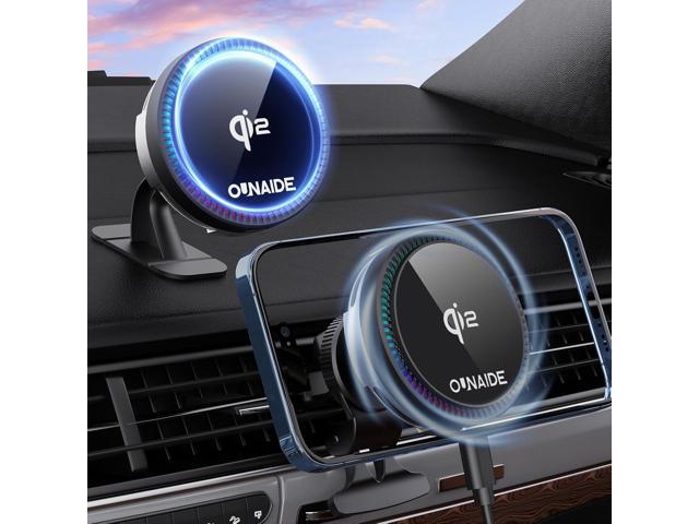 for MagSafe Car Mount Charger, Qi2 Certified-15W Wireless Car Charger, Rapid Cooling Drop, Compatible with MagSafe Car Charger, Air Vent Dashboard.