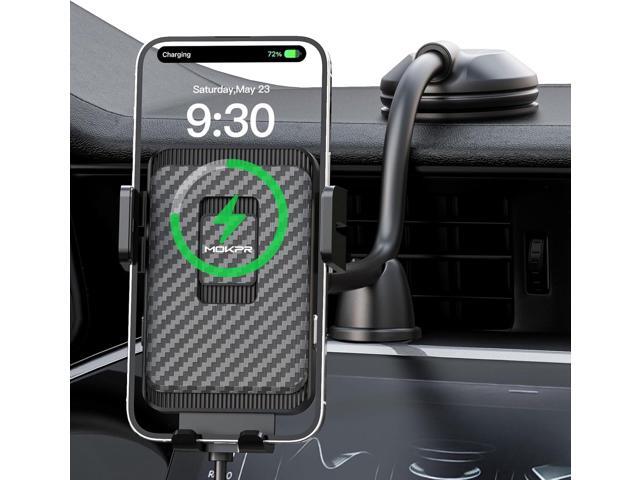 Wireless Car Charger, MOKPR 15W Fast Charging Car Mount Auto-Clamping Car Charger, Dashboard Windshield Phone Holder Compatible with iPhone...