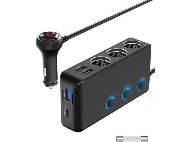 Car Charger Splitter 200W, Qidoe 3 Socket Cigarette Lighter Adapter with PD30W USB-C & QC3.0 Multi USB Car Charger DC Outlet Cigarette Splitter...