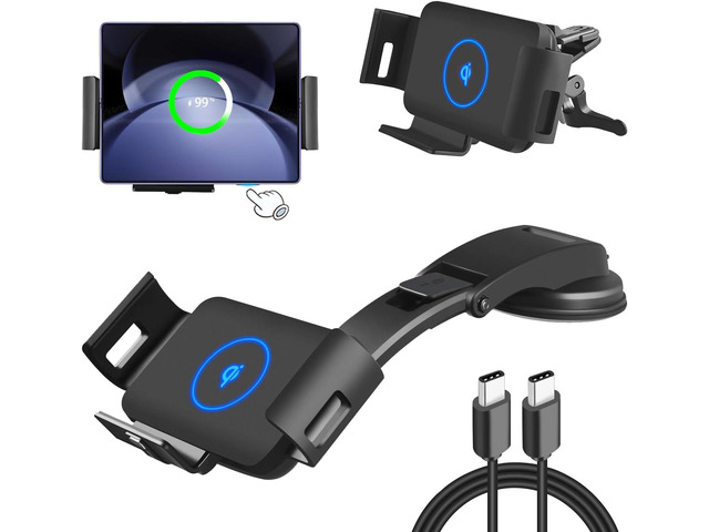 15W Wireless Car Charger Mount for Galaxy Z Fold 5/4/3 car Mount/Accessories,Fast Charging Phone Holder for Galaxy Z Fold 5/4/3/2/S22 Ultra, iPhone...