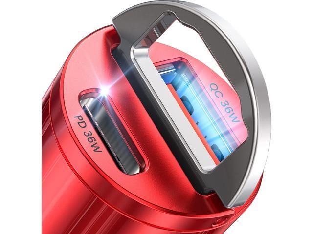 AINOPE USB C Car Charger Adapter, PD36W & QC36W Fast Charging, Mini & All Metal, Compatible with iPhone 15/14 Pro Max/13 & Samsung Smartphones, Red