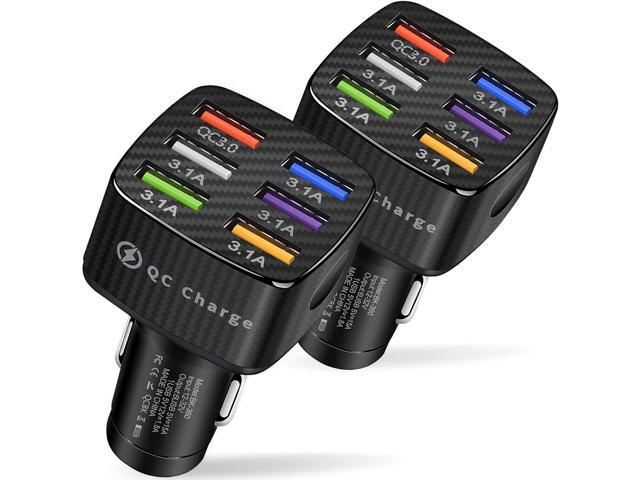 Amiss Car Charger Adapter, 6 USB Multi Port, Fast Charger, Include QC 3.0 and 5 Other Ports, Car Interior Accessories, Fit for iPhone 13/12/11/pro,...