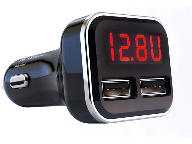 Aliavation Cigarette Lighter USB Charger with Voltage Display, 24W Dual Port Car Charger, Battery Monitor 12 Volt to Adapter Volt Meter for IP...