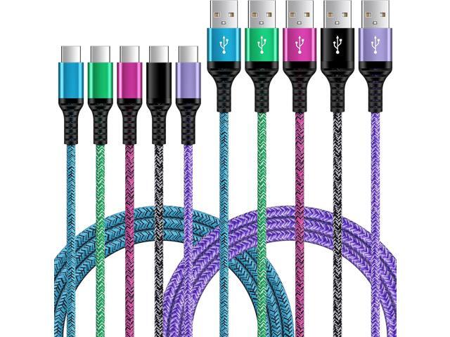 USB C Cord Fast Type C Charging Cable 6FT 5Pack Nylon Phone Charger Cord for Samsung Galaxy A17 A16 5G A12 A32 A52 S23 S22 S21 A14 A13 S20 S10 S9...