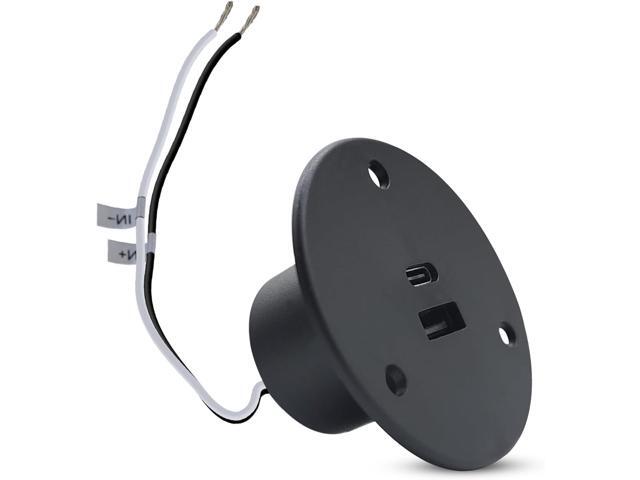 Facon 12V Wall Mount Socket - RV USB C Charging Port & QC3.0 USB Charger Socket - Dual 18W (A+C) Direct Wire for RV Camper Trailer Boat Electrical