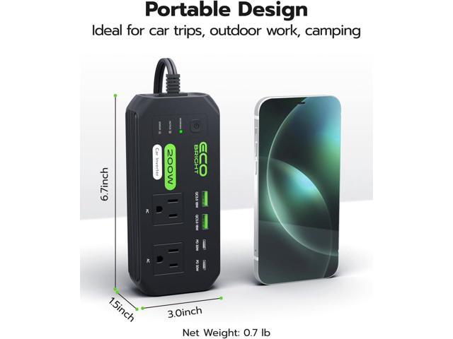 200W Car Power Inverter, DC 12V to 110V AC Car Charger Adapter with Fast Charging [30W USB-C]/18W USB-QC 3.0, Car Plu Adapter Outlet Charger for...