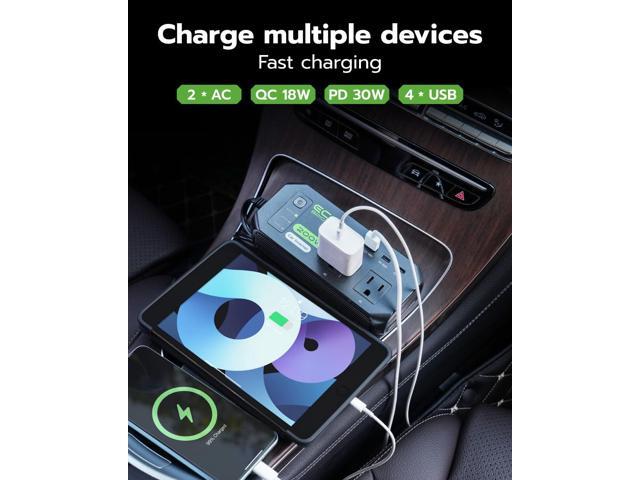 200W Car Power Inverter, DC 12V to 110V AC Car Charger Adapter with Fast Charging [30W USB-C]/18W USB-QC 3.0, Car Plu Adapter Outlet Charger for...