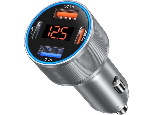 Car Charger USB C, 65W Dual 12V Cigarette Lighter USB Car Adapter with Voltage Display Multi Port PD/QC 3.0 Super Fast Charging Car Phone Charger...