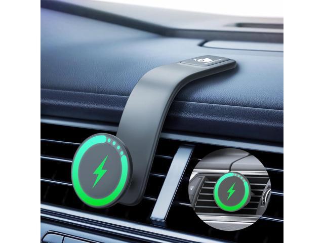 15W for MagSafe Car Mount Charger: Relocatable Car Phone Mount with 360° Adjustable Aluminum Arm, for Car Phone Mount Charger...