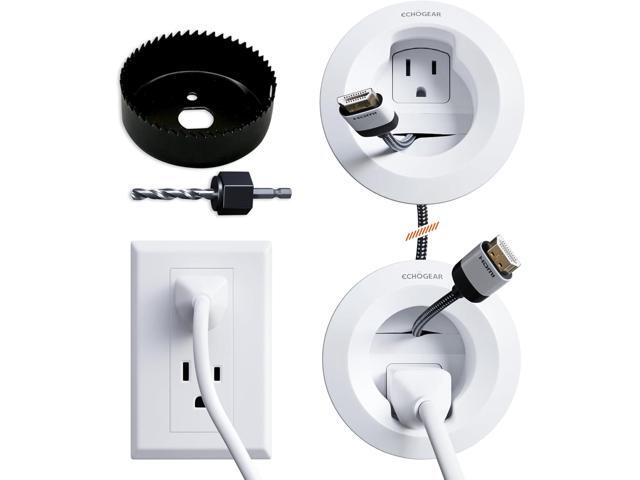 ECHOGEAR in-Wall Cable Management Kit for Power & Low Voltage Cords Hide TV Wires Behind The Wall Includes 3.75 Diameter x 3.25 Depth Modules,...