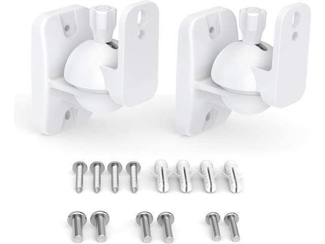 HomeMount Speaker Wall Mount Brackets - Surround & Bookshelf Speaker Wall Mounts Kit, Holds up to 8 lbs, 2 Pack, White