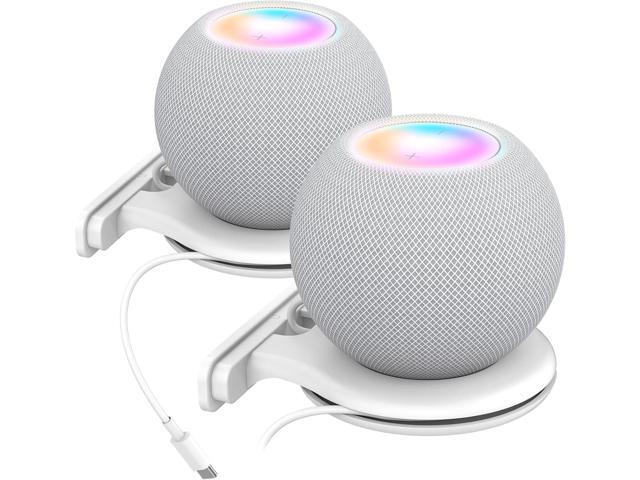 AHASTYLE iHomePod Mini Wall Mount Holder ABS Stand [Built-in Cord Management] Stable Bracket Holder for HomePod Mini [Need to Drill] (White-2pcs)