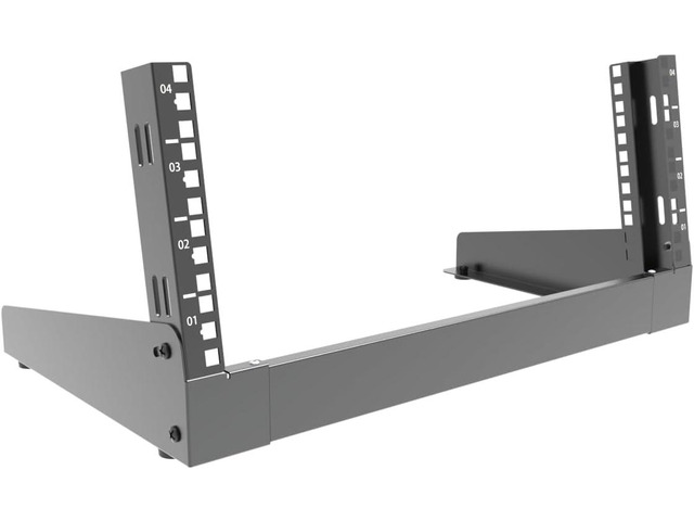 JINGCHENGMEI 4U Desktop Network Rack 19 inches Small Open Frame Rack 2 Post Free-Standing Tabletop Rack for Server, Patch Panel, Data, AV,...