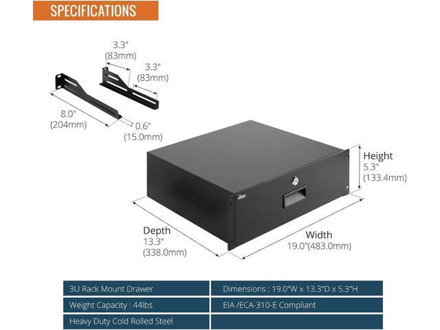 Tecmojo 3U Rack Drawer,Rack Mount Drawer for 19in Network Equipment/Server/AV Rack or Cabinet Enclosure,Sliding and Lockable Server Rack Drawer -...